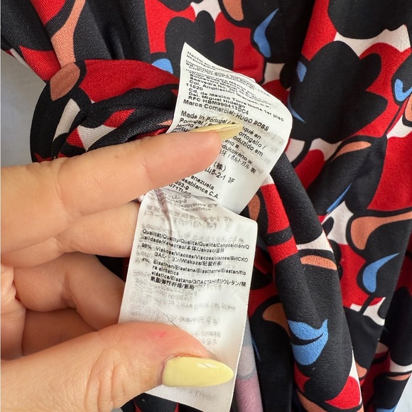 BOSS ELEIKA PRINT JERSEY SHEATH DRESS FLORAL RED BLACK Size XS - Picture 7 of 16